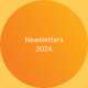 Orange circle graphic with text "newsletters 2024" against a gradient background.