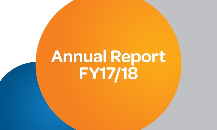 Orange circle containing the text Annual Report FY17/18